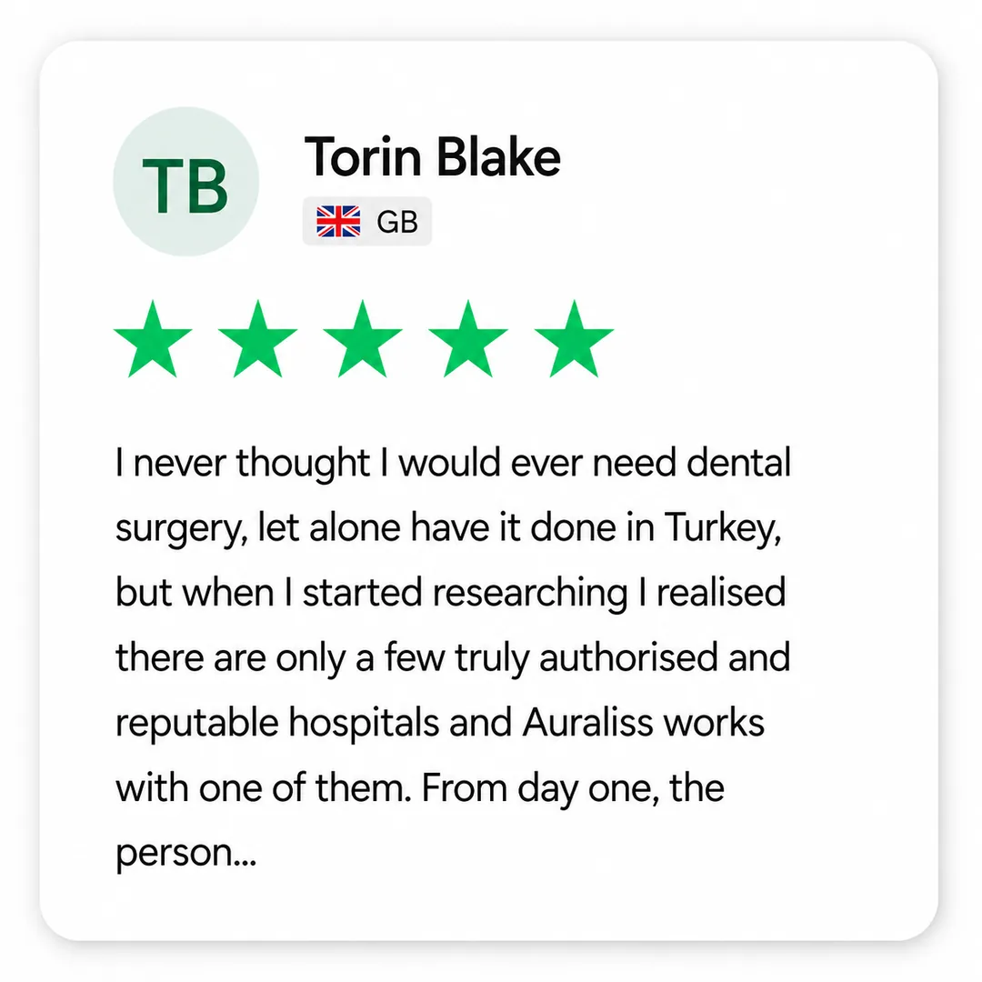 Auraliss Health Trustpilot review card from Torin Blake